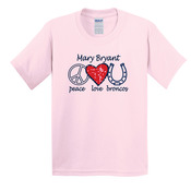 Adult Heavy Cotton T-Shirt - Mary Bryant Peace Love Bronco