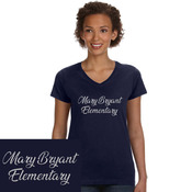 Ladies' V-Neck Fine Jersey T-Shirt - Mary Bryant Metallic